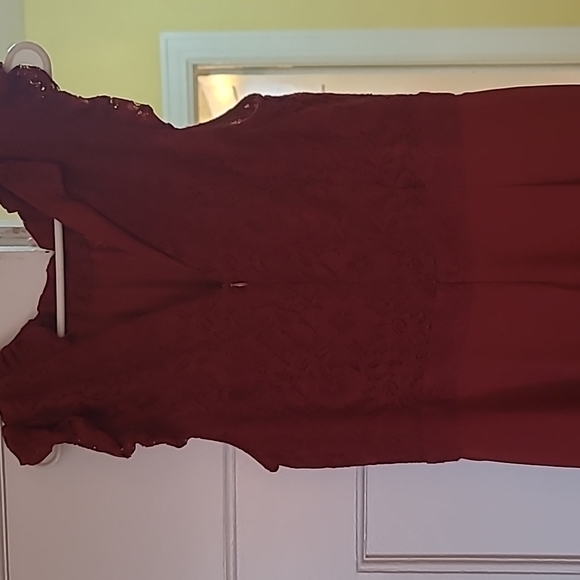 Burgundy jumper with lace top - Picture 4 of 4